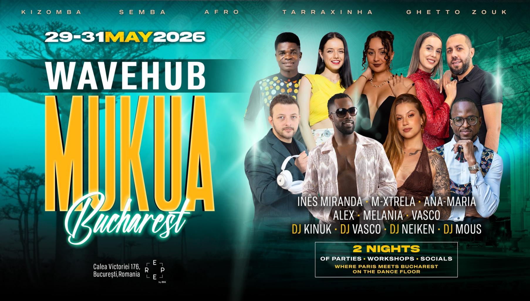 Wavehub Mikua Bucharest dance event poster.