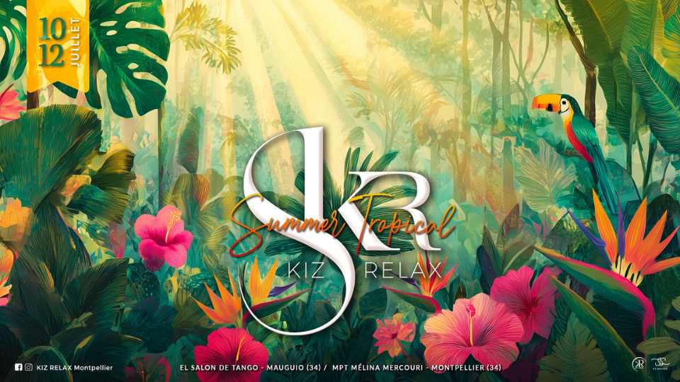 Tropical dance festival poster with lush jungle theme.