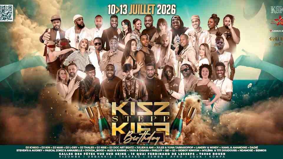 Kizomba dance festival poster, July 2026, group photo