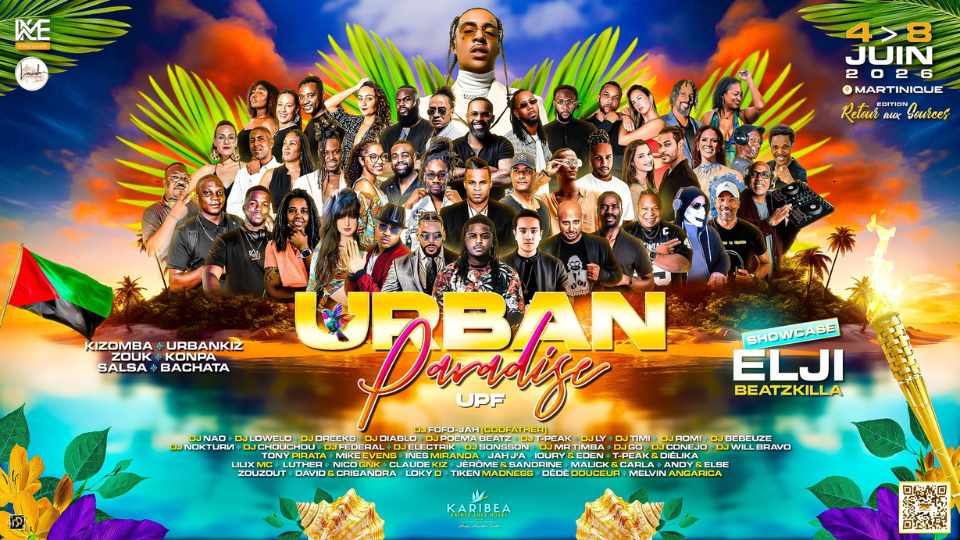 Urban Paradise 2026 music festival poster with artists.