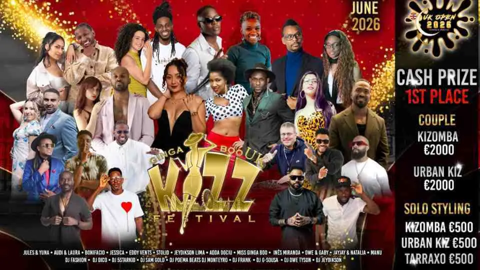 Kizomba festival poster with cash prizes, June 2026.