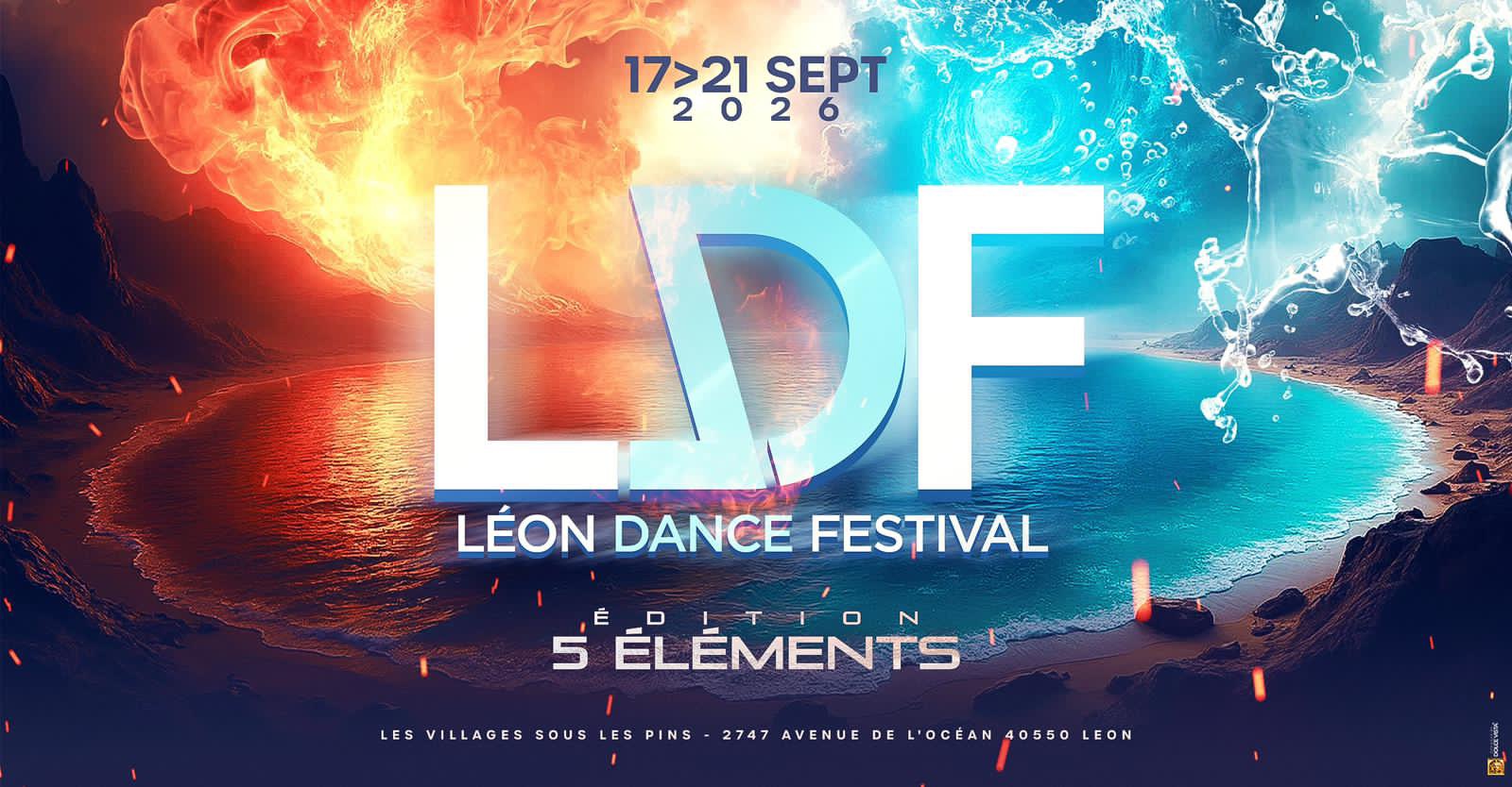 Léon Dance Festival 2026 poster, fire and water theme