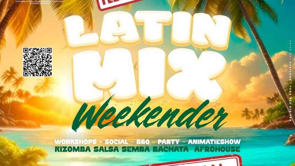 Tropical Latin music event with workshops and BBQ.