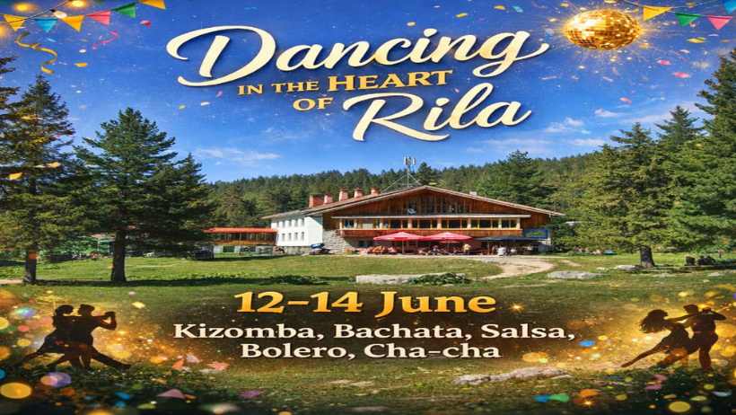 Dance event poster in Rila mountains.