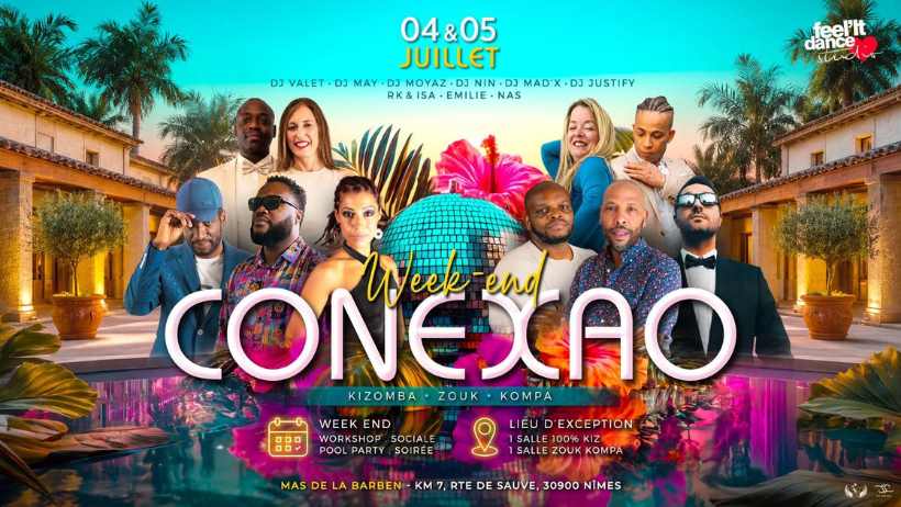 Week-end Conexao dance festival poster with DJs