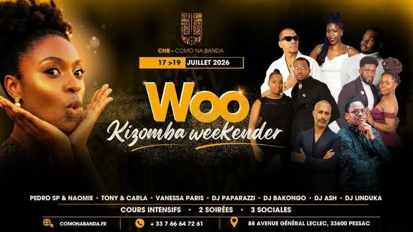 Woo Kizomba Weekender event poster with performers