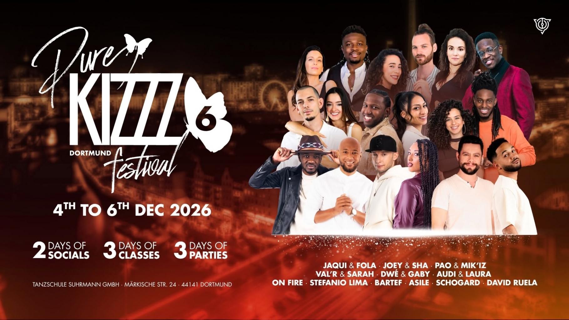 Pure Kizzz Dortmund Festival poster with featured dance artists