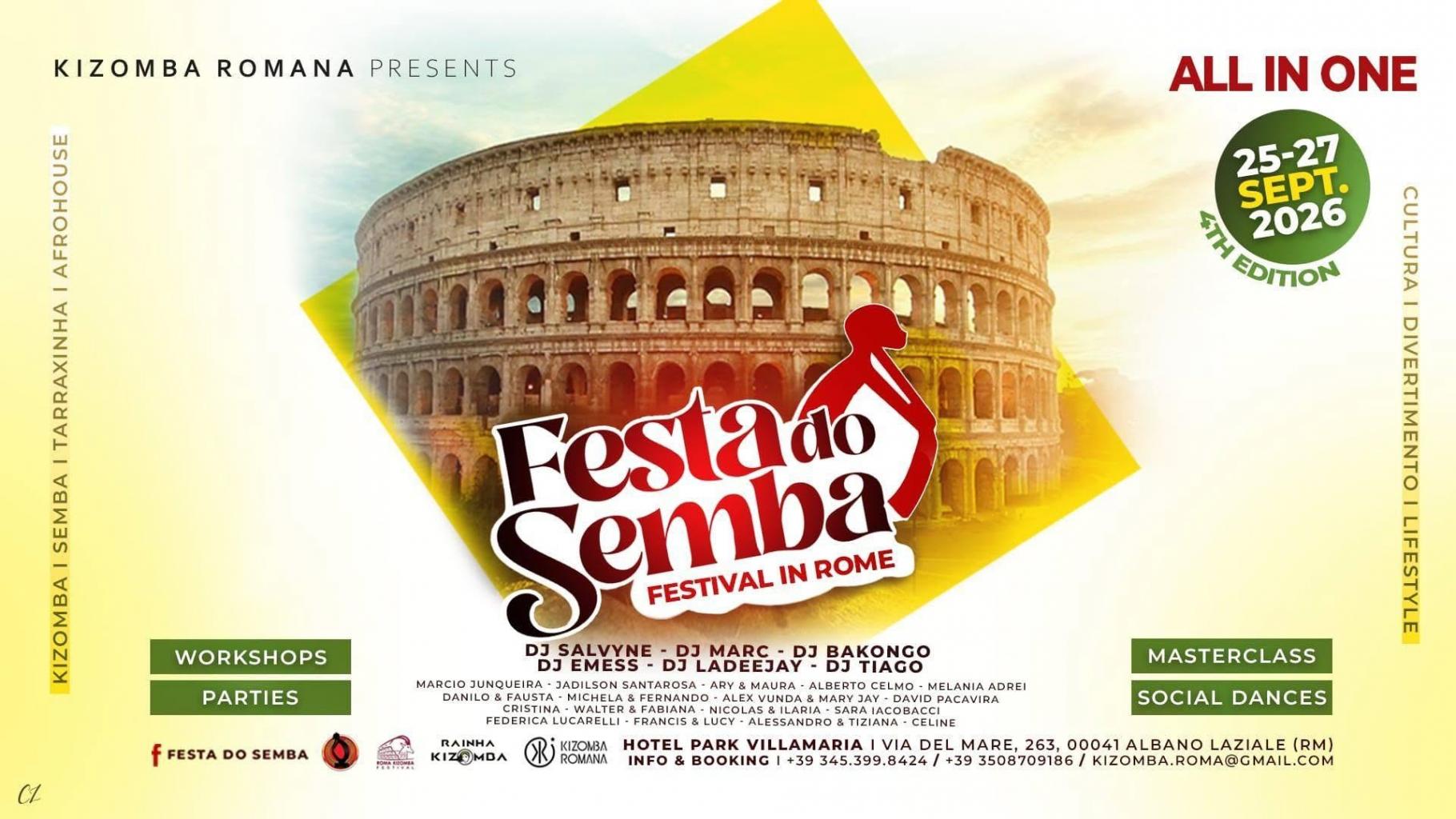 Festa do Semba festival poster featuring Rome’s Colosseum
