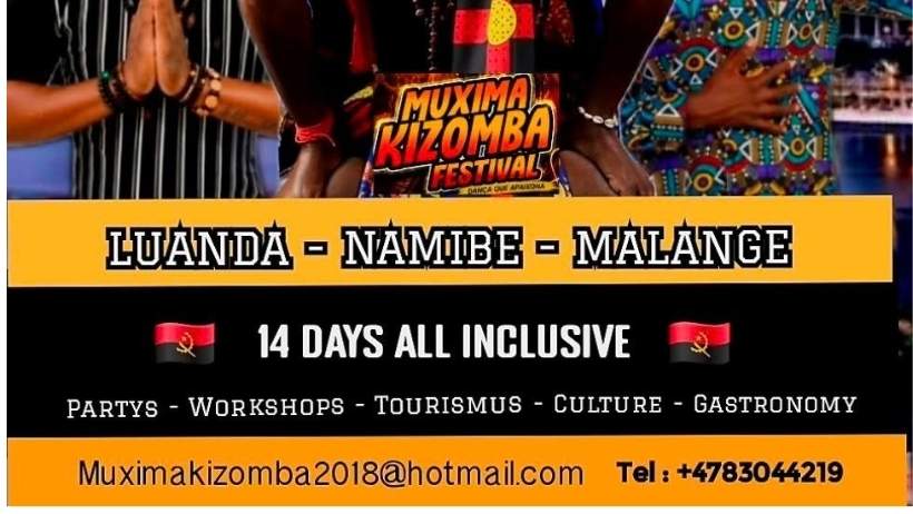Muxima Kizomba Festival poster for Angola’s Luanda, Namibe and Malange