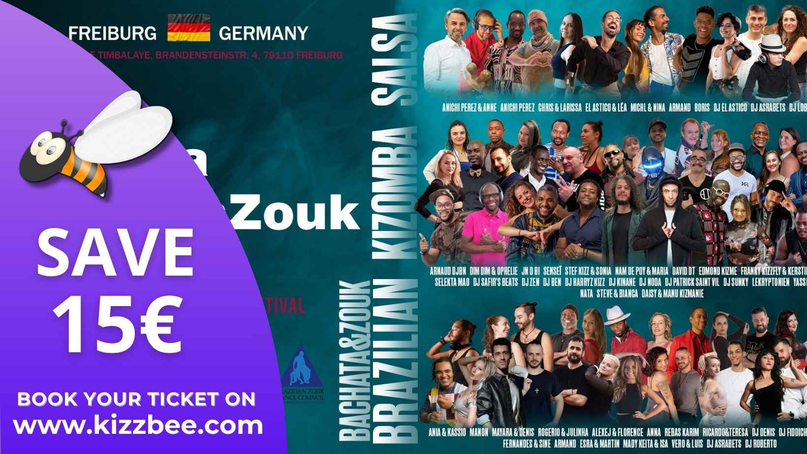 KizzBee Brazilian Zouk and Salsa festival flyer, Freiburg